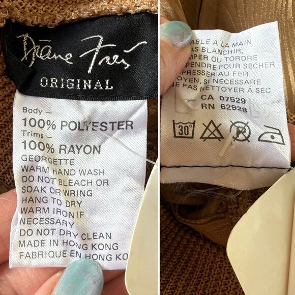 Vintage Diane Freis Original Blouson Blouse Top Size M Gold Swirl Georgette 80s - Picture 6 of 13